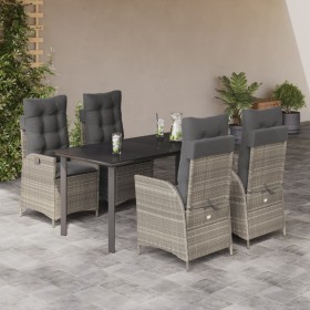 Garten-Essgruppe 5-teilig mit Kissen aus hellem grauen Kunststoff-Rattan. von , Gartensets - Ref: Foro24-3213288, Preis: 670,...