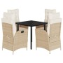 Garten-Essgruppe 5-teilig mit Kissen aus synthetischem Rattan in Beige. von , Gartensets - Ref: Foro24-3213442, Preis: 594,49...