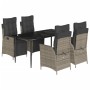 5-piece garden dining set with gray synthetic rattan cushions by , Garden sets - Ref: Foro24-3213423, Price: 680,18 €, Discou...