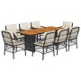 9 pcs garden dining set and cushions synthetic rattan black by , Garden sets - Ref: Foro24-3212071, Price: 1,00 €, Discount: %