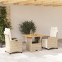 Garten-Essgruppe 3-teilig mit Kissen aus synthetischem Rattan in Beige. von , Gartensets - Ref: Foro24-3277411, Preis: 377,59...