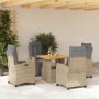 Garten-Essgruppe 5-teilig mit Kissen aus synthetischem Rattan in Beige. von , Gartensets - Ref: Foro24-3277424, Preis: 623,46...