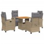 5-piece garden dining set with beige synthetic rattan cushions by , Garden sets - Ref: Foro24-3277424, Price: 623,46 €, Disco...