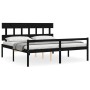 Double bed for seniors with black solid wood headboard by vidaXL, Beds and slatted bases - Ref: Foro24-3195435, Price: 160,92...