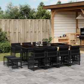 Garten-Essgruppe mit 13-teiligen Kissen aus schwarzem Kunststoff-Rattan. von , Gartensets - Ref: Foro24-3211699, Preis: 721,2...