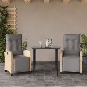 Garten-Essgruppe 3-teilig mit Kissen aus synthetischem Rattan in Beige. von , Gartensets - Ref: Foro24-3213016, Preis: 340,99...