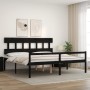 Double bed for seniors with black solid wood headboard by vidaXL, Beds and slatted bases - Ref: Foro24-3195435, Price: 160,92...