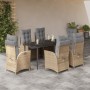 7-piece garden dining set with beige synthetic rattan cushions. by , Garden sets - Ref: Foro24-3213260, Price: 894,20 €, Disc...