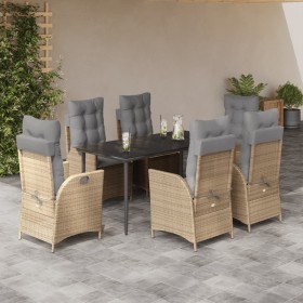 7-piece garden dining set with beige synthetic rattan cushions. by , Garden sets - Ref: Foro24-3213260, Price: 893,99 €, Disc...