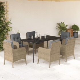 7 pcs garden dining set with cushions synthetic rattan beige by , Garden sets - Ref: Foro24-3211980, Price: 727,99 €, Discoun...