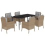 7 pcs garden dining set with cushions synthetic rattan beige by , Garden sets - Ref: Foro24-3211980, Price: 729,11 €, Discoun...