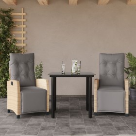 Garten-Essgruppe 3-teilig mit Kissen aus synthetischem Rattan in Beige. von , Gartensets - Ref: Foro24-3213023, Preis: 331,99...