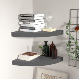 Corner floating shelves 2 units MDF glossy gray 35x35x3.8 cm by vidaXL, Shelves and shelves - Ref: Foro24-323914, Price: 37,9...