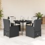 Set de muebles jardín 5 pzas con cojines ratán sintético negro de , Conjuntos de jardín - Ref: Foro24-3262827, Precio: 493,99...