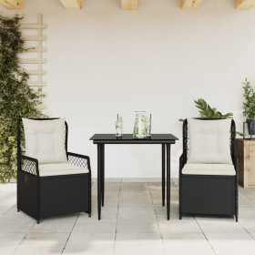 Garten-Essgruppe, 3-teilig, mit schwarzen Kunststoff-Rattan-Kissen. von , Gartensets - Ref: Foro24-3262957, Preis: 293,99 €, ...