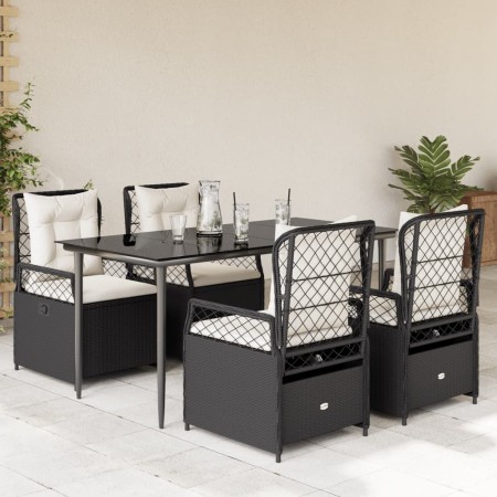 Set de muebles jardín 5 pzas con cojines ratán sintético negro de , Conjuntos de jardín - Ref: Foro24-3262960, Precio: 531,99...