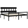 Double bed for seniors with black solid wood headboard by vidaXL, Beds and slatted bases - Ref: Foro24-3195435, Price: 160,92...