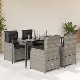 Set comedor de jardín 5 pzas cojines ratán sintético gris claro de , Conjuntos de jardín - Ref: Foro24-3262899, Precio: 536,4...