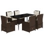 Set comedor de jardín 7 pzas con cojines ratán sintético marrón de , Conjuntos de jardín - Ref: Foro24-3262844, Precio: 713,9...