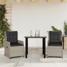 Garten-Essgruppe 3-teilig mit Kissen aus hellem grauem Kunst-Rattan. von , Gartensets - Ref: Foro24-3262903, Preis: 277,99 €,...