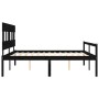 Double bed for seniors with black solid wood headboard by vidaXL, Beds and slatted bases - Ref: Foro24-3195435, Price: 160,92...