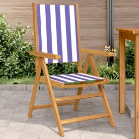 Garden chairs 2 units solid acacia wood and blue white fabric by , Garden chairs - Ref: Foro24-367662, Price: 148,20 €, Disco...