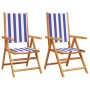 Garden chairs 2 units solid acacia wood and blue white fabric by , Garden chairs - Ref: Foro24-367662, Price: 148,20 €, Disco...