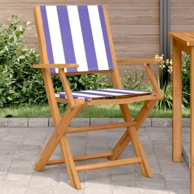 Garden chairs 2 units solid acacia wood and blue white fabric by , Garden chairs - Ref: Foro24-367674, Price: 103,99 €, Disco...