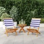 Garden chairs 2 units solid acacia wood and blue white fabric by , Garden chairs - Ref: Foro24-367695, Price: 107,87 €, Disco...