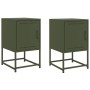 Bedside tables 2 units olive green steel 36x39x60.5 cm by , Nightstands - Ref: Foro24-846455, Price: 91,32 €, Discount: %