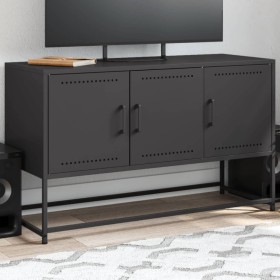 Black steel TV stand 100.5x39x60.5 cm by , TV Furniture - Ref: Foro24-846476, Price: 93,99 €, Discount: %