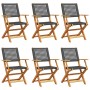 Folding garden chairs 6 pcs solid wood and black PE rattan by , Garden chairs - Ref: Foro24-3214557, Price: 357,83 €, Discoun...