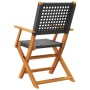 Folding garden chairs 6 pcs solid wood and black PE rattan by , Garden chairs - Ref: Foro24-3214557, Price: 357,83 €, Discoun...