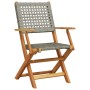 Folding garden chairs 6 pcs solid wood and gray PE rattan by , Garden chairs - Ref: Foro24-3214560, Price: 401,84 €, Discount: %