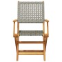 Folding garden chairs 6 pcs solid wood and gray PE rattan by , Garden chairs - Ref: Foro24-3214560, Price: 401,84 €, Discount: %