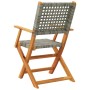 Folding garden chairs 6 pcs solid wood and gray PE rattan by , Garden chairs - Ref: Foro24-3214560, Price: 401,84 €, Discount: %