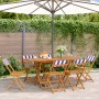 Folding garden chairs 6 pcs solid wood blue white fabric by , Garden chairs - Ref: Foro24-3214626, Price: 244,99 €, Discount: %