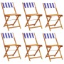 Folding garden chairs 6 pcs solid wood blue white fabric by , Garden chairs - Ref: Foro24-3214626, Price: 244,99 €, Discount: %