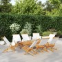 Folding garden chairs 8 units solid wood and cream fabric by , Garden chairs - Ref: Foro24-3214639, Price: 405,45 €, Discount: %