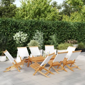 Folding garden chairs 8 units solid wood and cream fabric by , Garden chairs - Ref: Foro24-3214639, Price: 404,99 €, Discount: %