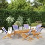 Folding garden chairs 6 pcs solid wood blue white fabric by , Garden chairs - Ref: Foro24-3214653, Price: 303,53 €, Discount: %