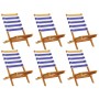 Folding garden chairs 6 pcs solid wood blue white fabric by , Garden chairs - Ref: Foro24-3214653, Price: 303,53 €, Discount: %