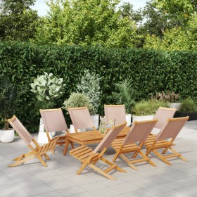 Folding garden chairs 8 pcs solid wood and taupe fabric by , Garden chairs - Ref: Foro24-3214645, Price: 396,17 €, Discount: %