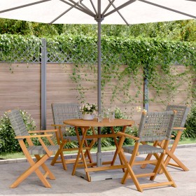 5-piece garden dining set made of gray solid wood PE rattan by , Garden sets - Ref: Foro24-3281815, Price: 363,85 €, Discount: %