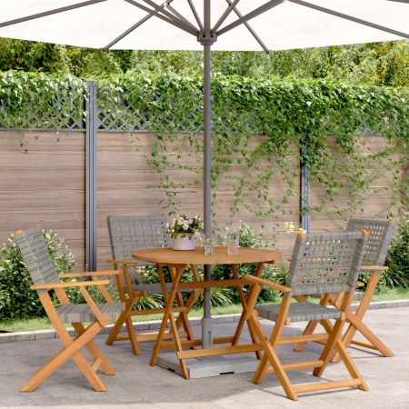 5-piece garden dining set made of gray solid wood PE rattan by , Garden sets - Ref: Foro24-3281815, Price: 383,68 €, Discount: %