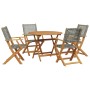 Set de comedor de jardín 5 piezas ratán PE madera maciza gris de , Conjuntos de jardín - Ref: Foro24-3281815, Precio: 381,99 ...