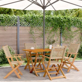 5-piece garden dining set made of PE rattan and solid beige wood. by , Garden sets - Ref: Foro24-3281696, Price: 364,98 €, Di...