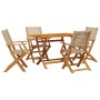 5-piece garden dining set made of PE rattan and solid beige wood. by , Garden sets - Ref: Foro24-3281696, Price: 365,46 €, Di...