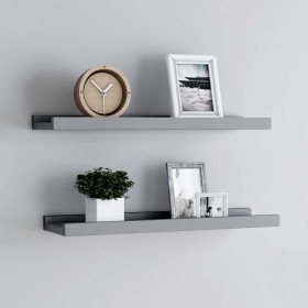 Shelf for photo frames 2 units MDF gray 60x9x3 cm by vidaXL, Shelves and shelves - Ref: Foro24-323935, Price: 21,70 €, Discou...