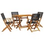 Set de comedor de jardín 5 pzas ratán PE madera maciza negro de , Conjuntos de jardín - Ref: Foro24-3281694, Precio: 337,76 €...